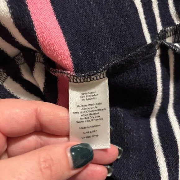 Talbots Women's Multi-Color Stripe Shift Drawstring Waist Comfy Dress ~ Small - Picture 10 of 10